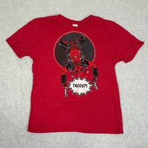 Deadpool Marvel Men's Shirt Size Extra Large Red Graphic Tee Short Sleeve Taco